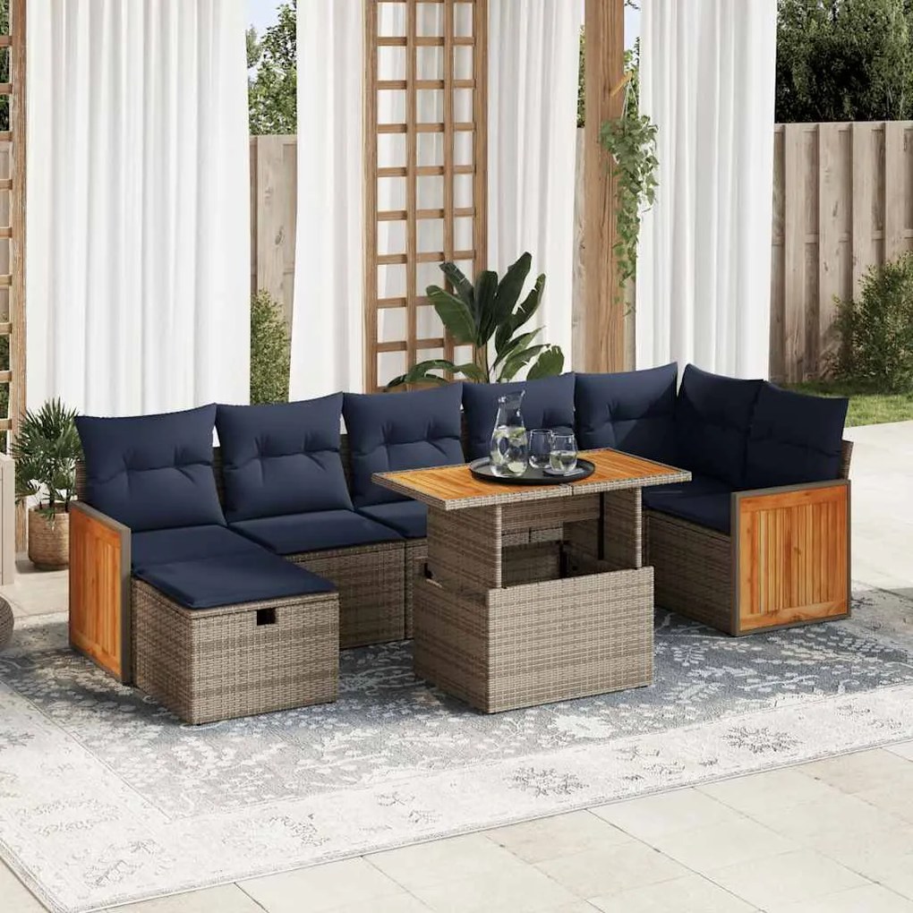 vidaXL Set canapele de grădină cu perne, 8 piese, gri, poliratan