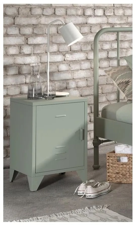 Noptieră verde din metal Bronxx - Vipack