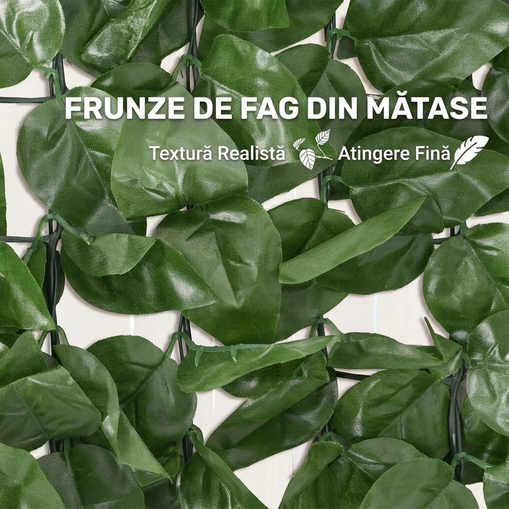 Outsunny Gard Viu Artificial din Fag pentru Balcon și Grădină, PE, 300x100 cm, Verde Închis | Aosom Romania