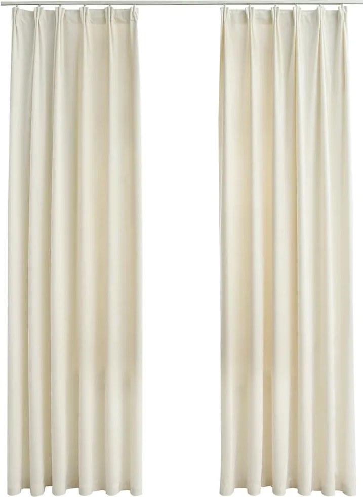 vidaXL Draperii opace, 2 buc., crem, 140x245 cm, catifea, cu cârlige