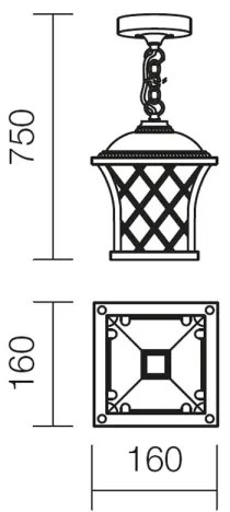 Lustră pe lanț de exterior Redo 9952 BREMEN 1xE27/42W/230V IP23 auriu/patină