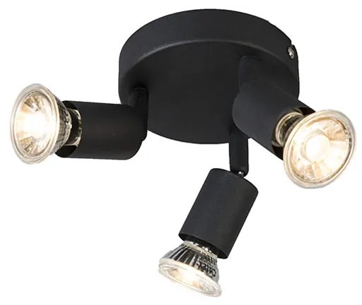 Spotlight industrial negru inclinabil rotund cu 3 lumini - Jeany