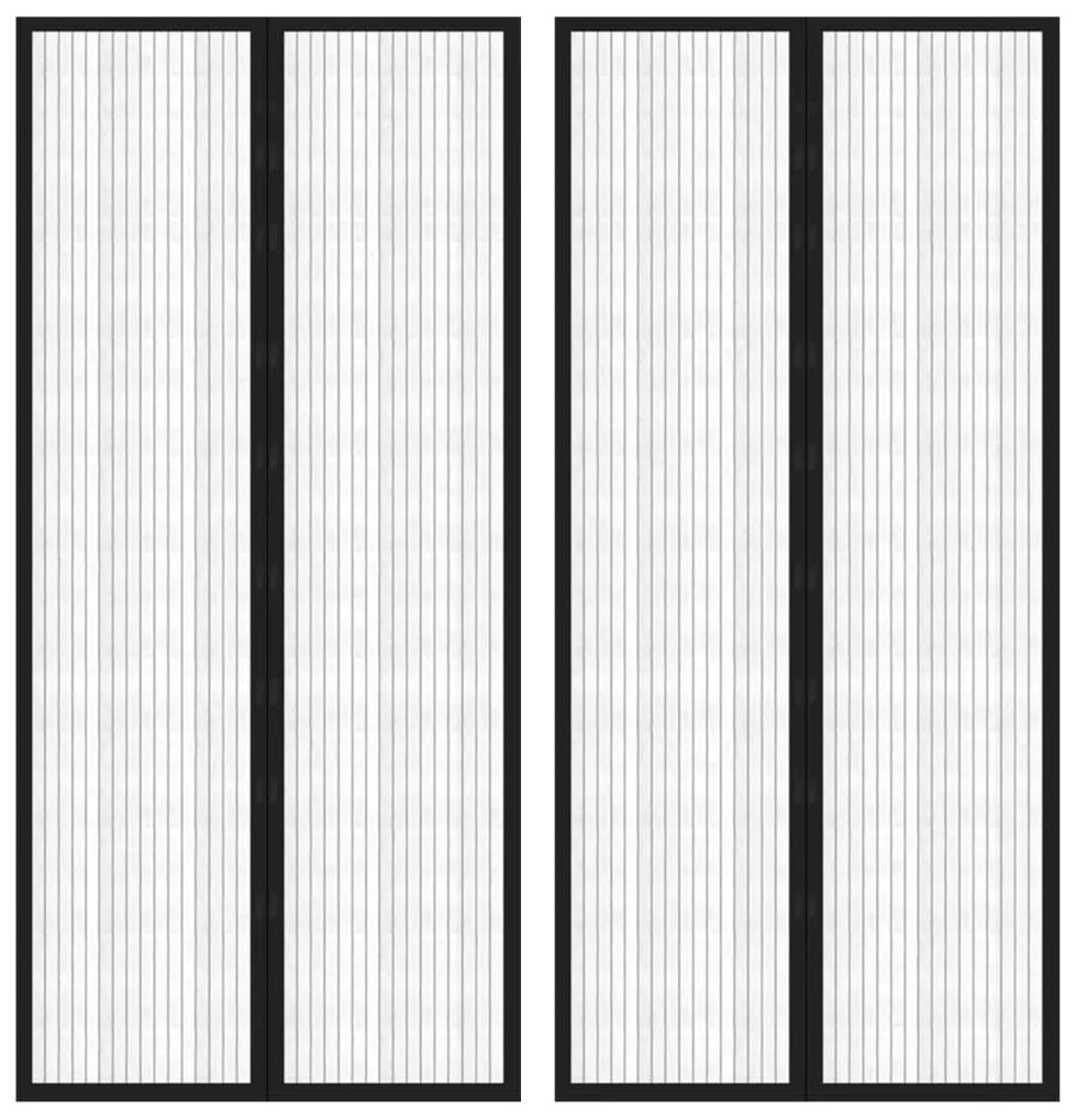 vidaXL Perdea de ușă anti-insecte cu magnet, 2 buc., negru, 210x90 cm