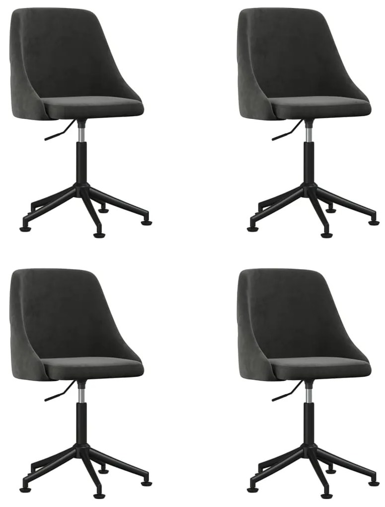 3085262 vidaXL Scaune de bucătărie, 4 buc., gri închis, catifea