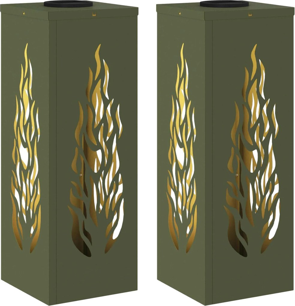 vidaXL Lumină LED Solară pentru Alei 2 pcs Verde măsliniu