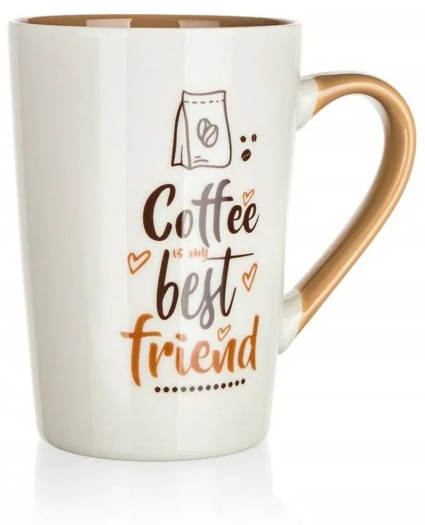 Set 4 căni din ceramică Banquet COFFE BESTFRIEND 450 ml, alb