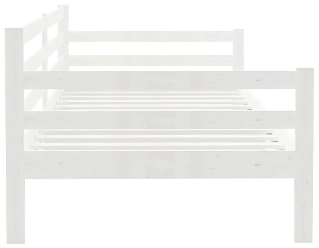 Pat de zi, alb, 90x200 cm, lemn masiv de pin Alb