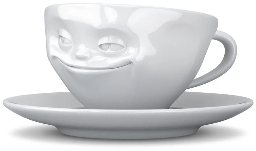 Ceașcă din porțelan pentru cafea 58products Smile, 200 ml, alb