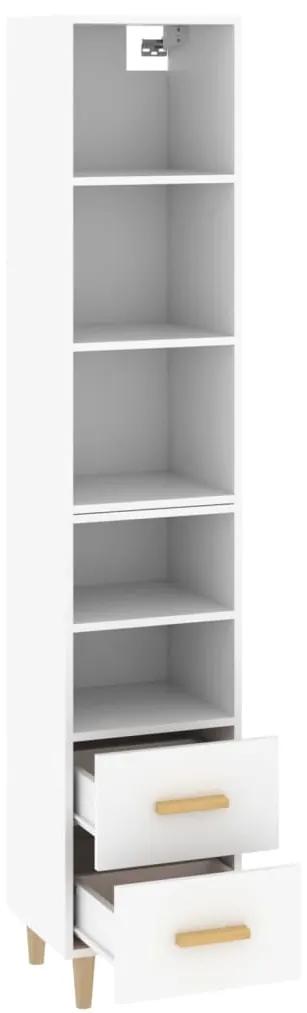 Dulap inalt, alb, 34,5x34x180 cm, lemn prelucrat 1, Alb, 2 drawers 3 shelves