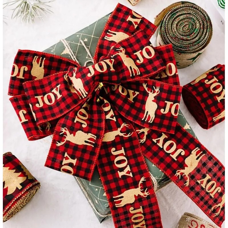 Panglica de Craciun JOY 5 cm x 5 m, rosie