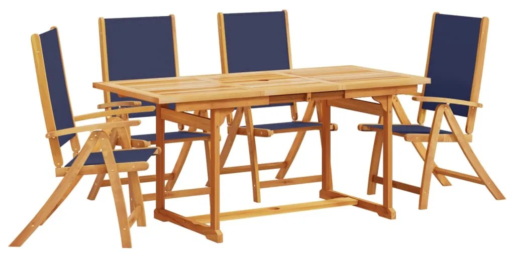 3279310 vidaXL Set mobilier de grădină, 5 piese, lemn masiv acacia/textilenă