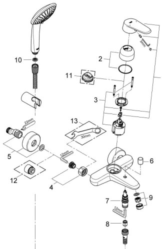 GROHE 33395002 - Baterie pentru cadă EURODISC COSMOPOLITAN, crom lucios