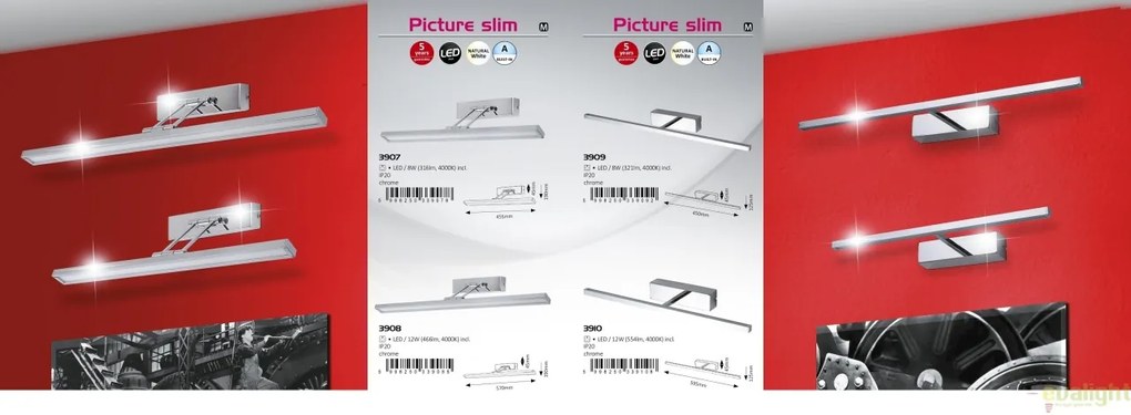 Aplica de perete LED pentru tablou, oglinda, L-59,5cm, Picture slim 3910 RX