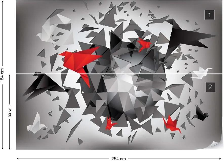 GLIX Fototapet - Modern 3D Design Polygon Birds Vliesová tapeta  - 254x184 cm