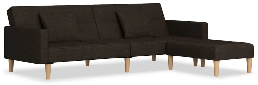 3080616 vidaXL Canapea extensibilă 2 locuri,2 perne&taburet maro închis textil
