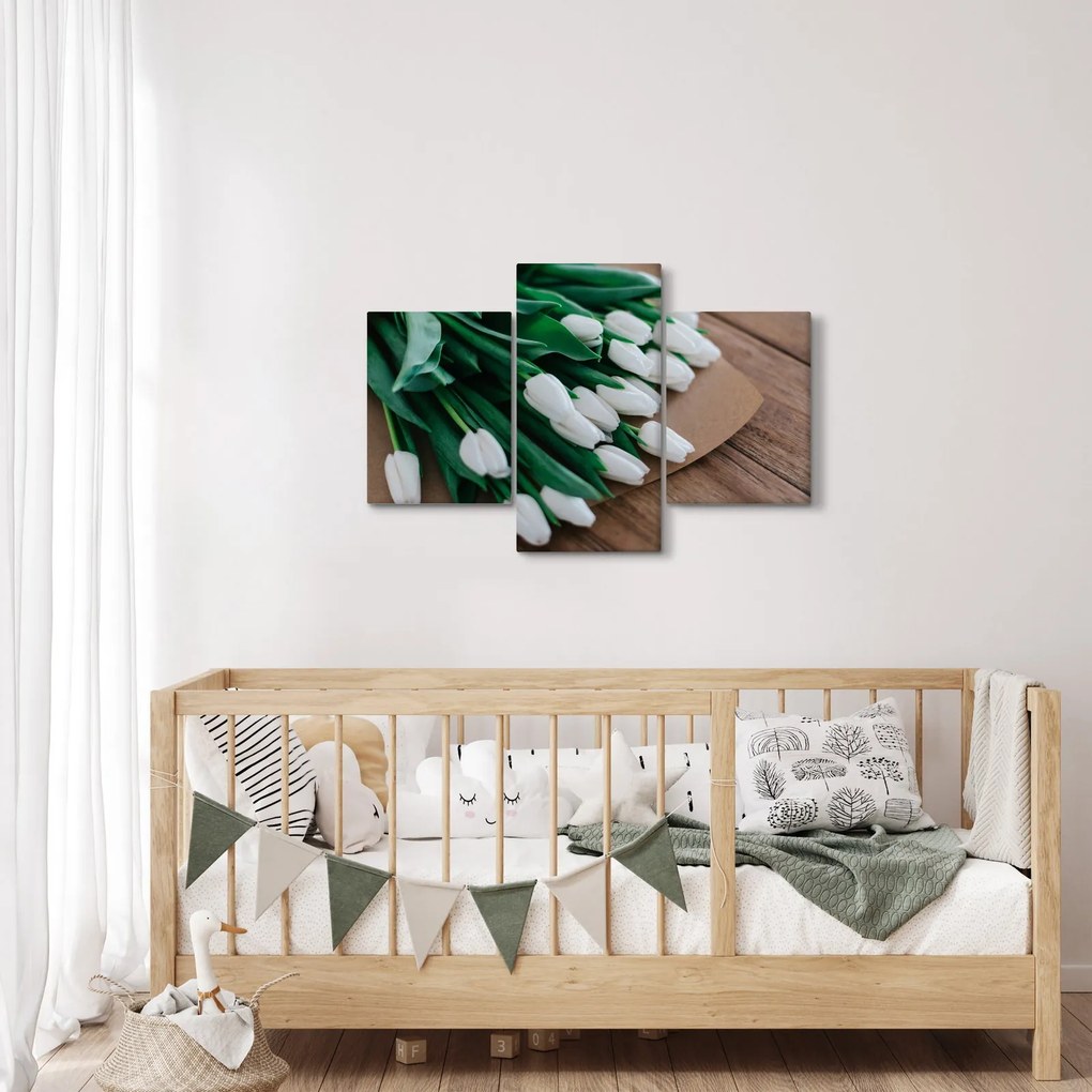 Tablou cu buchet de lalele albe (90x60 cm)