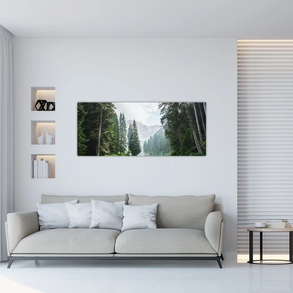 Tablou lacului în pădure (120x50 cm)