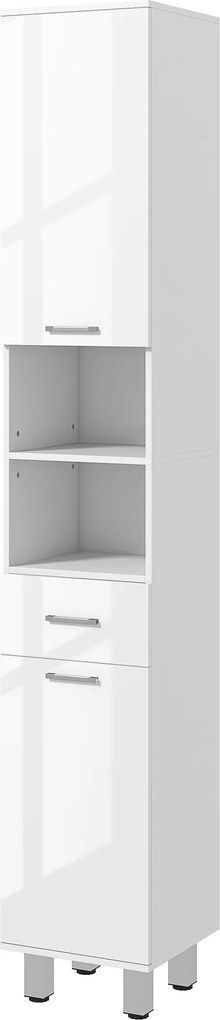 kleankin Dulap pentru baie, Comodă pentru baie, cu Rafturi și Sertar, Reglabil, Alb | Aosom Romania