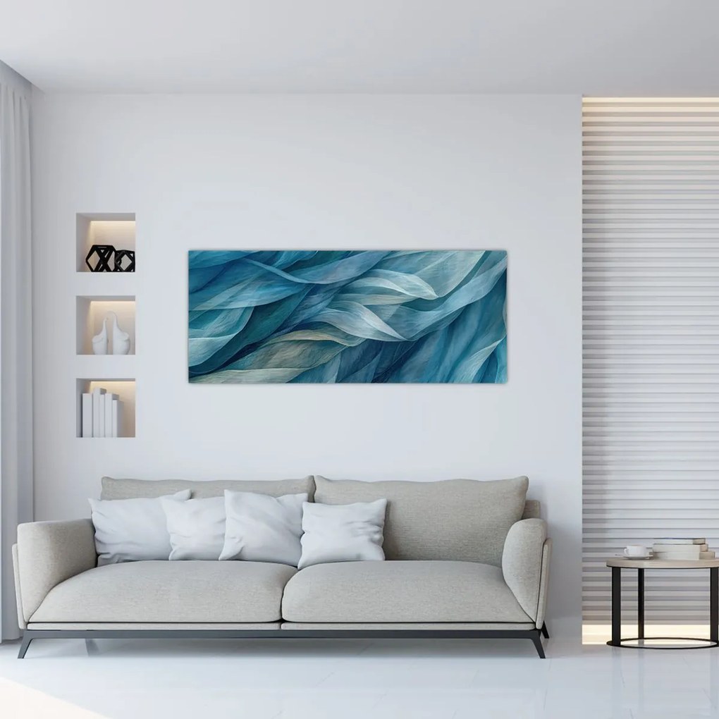 Tablou - Undele albastre și albe (120x50 cm)