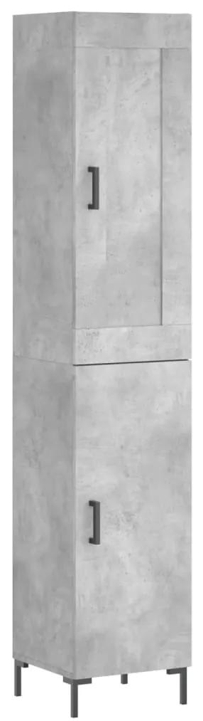 3200133 vidaXL Dulap înalt, gri beton, 34,5x34x180 cm, lemn prelucrat