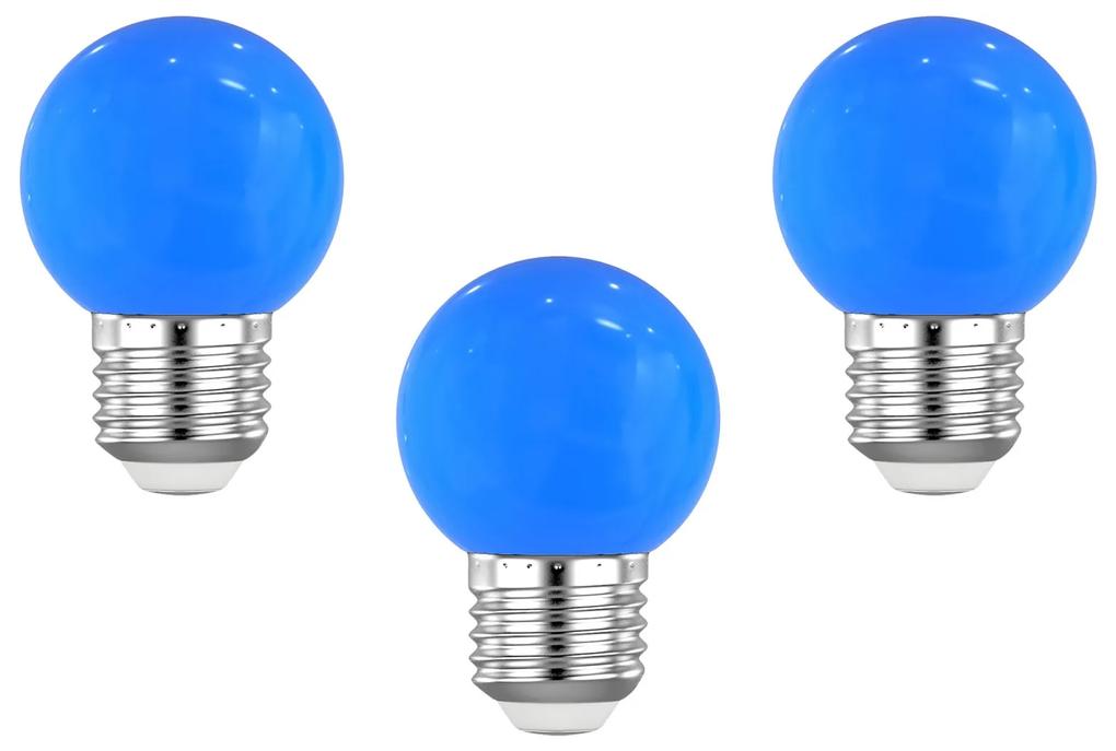 Set 3 Buc - Bec LED Ecoplanet glob mic albastru G45, E27, 1W (10W), 80 LM, G, Mat Albastra, 3 buc