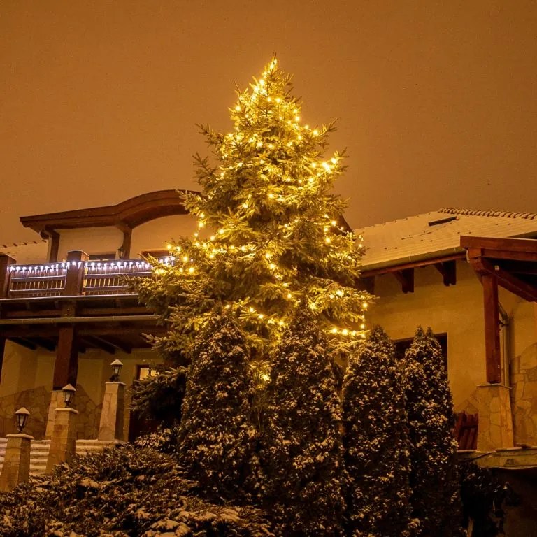 Lumini de Crăciun 10 m, 100 LED-uri, alb cald, cablu verde