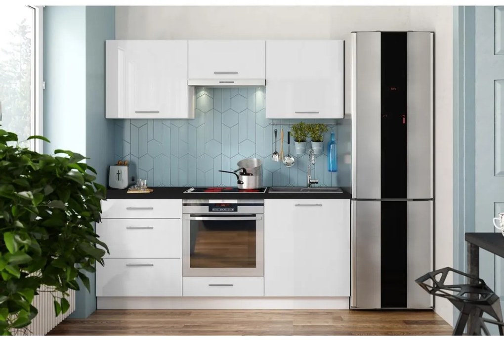 Mobilă de bucătărie CELESTE 180 cm, alb lucios