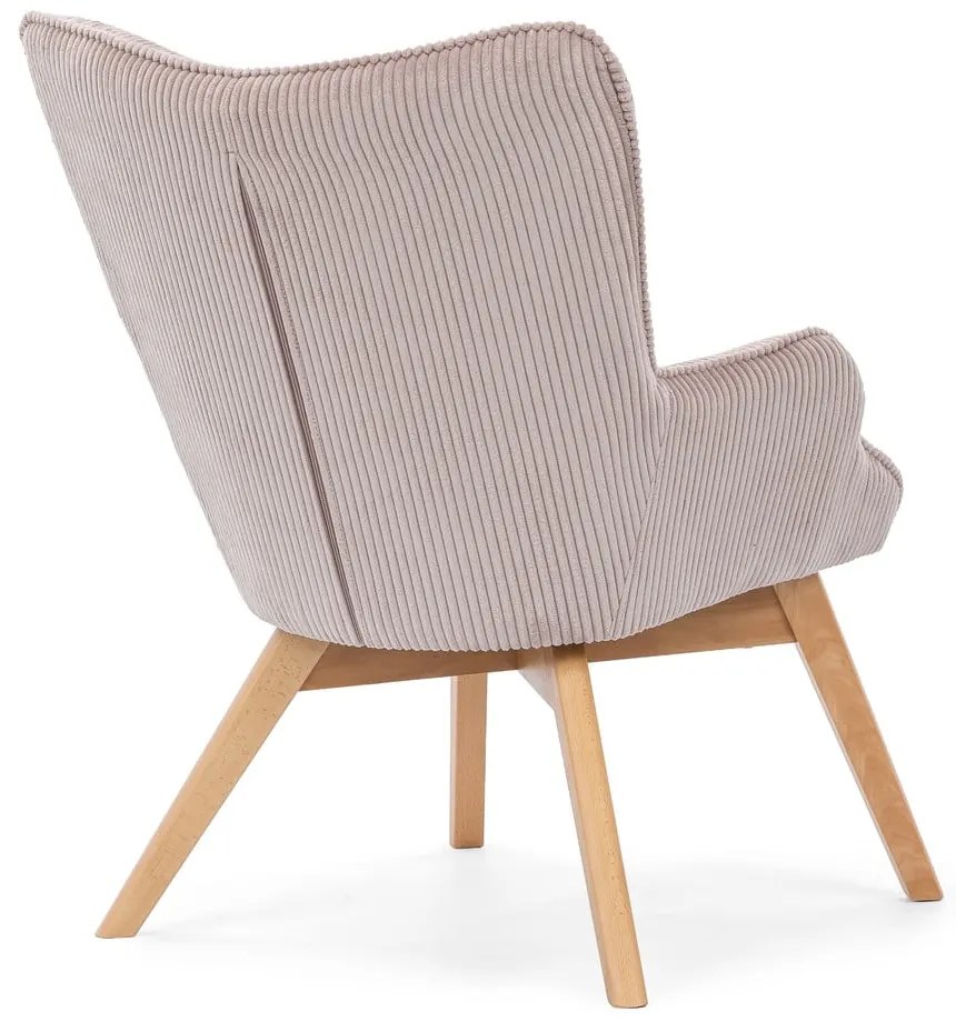 Fotoliu roz deschis cu tapițerie din catifea reiată Niko – Ropez