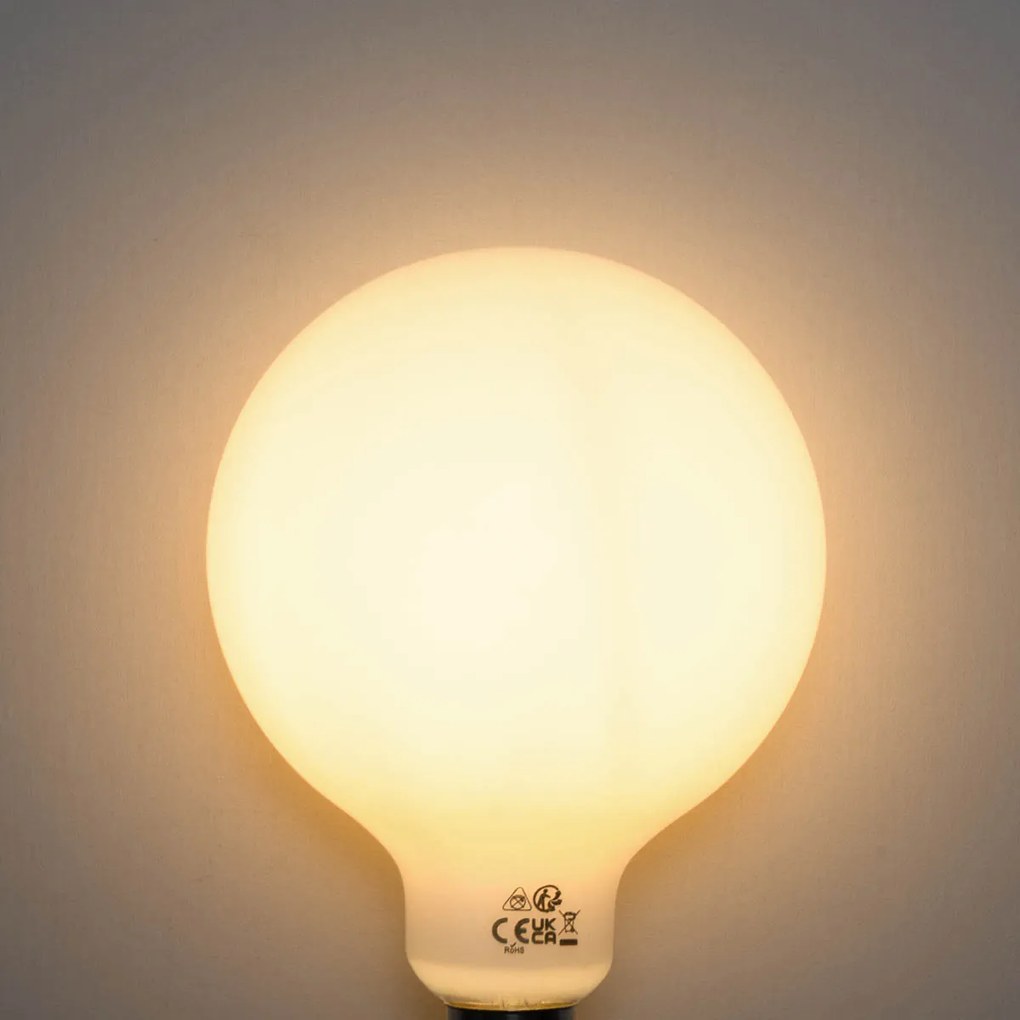 Set de 5 becuri LED G125 opale, reglabile, E27, 5W 450 lm 2200K