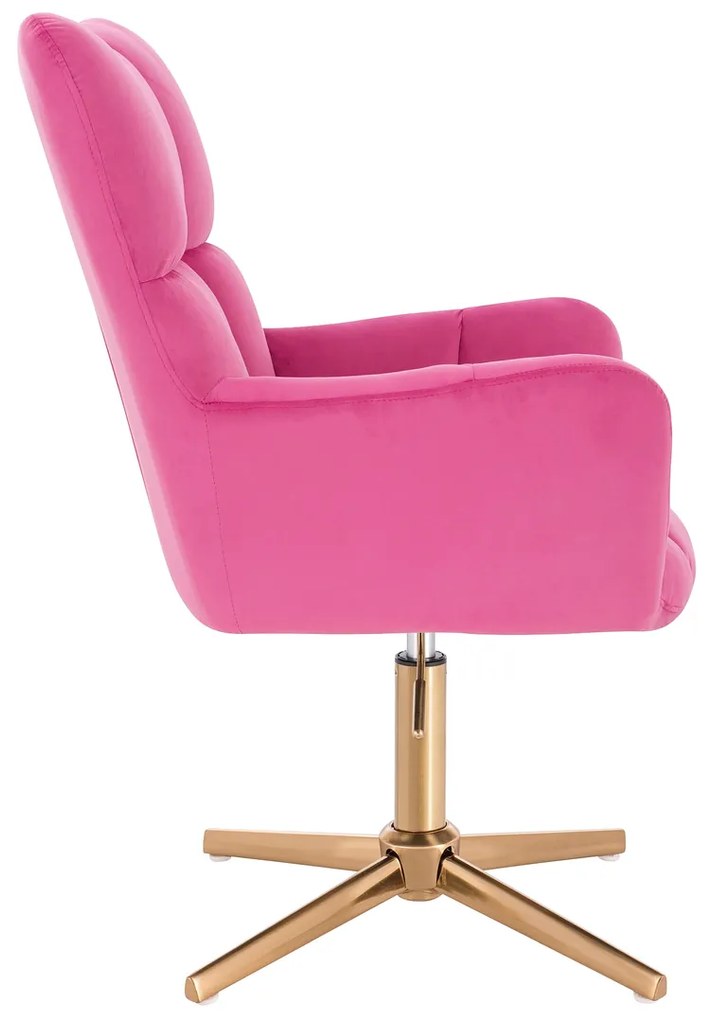 HR650CROSS Scaun Roz Catifea cu Bază Aurie