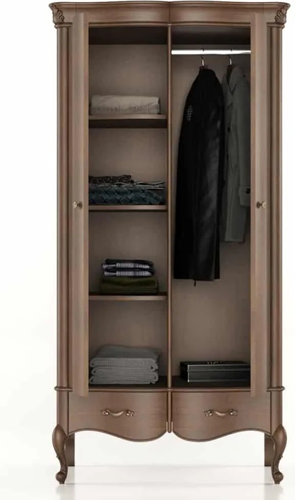 Dulap lemn masiv Celisea 2 Uși, 112 × 63 × 220 cm - Ivoire