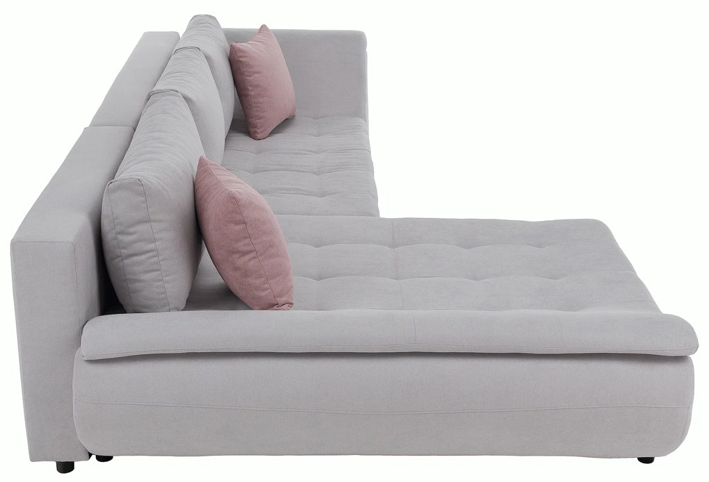 Set canapea, gri deschis / roz pudră, material textil, stânga, BRATO