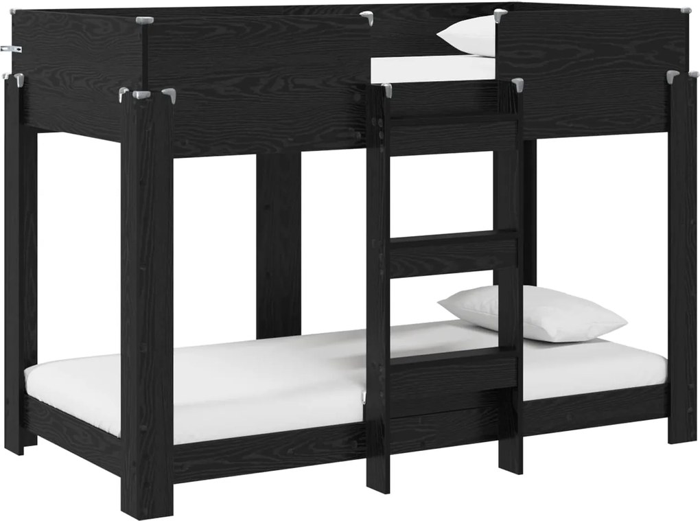 vidaXL Pat Etajat pentru Copii Stejar Negru 80 x 160 cm Lemn compozit