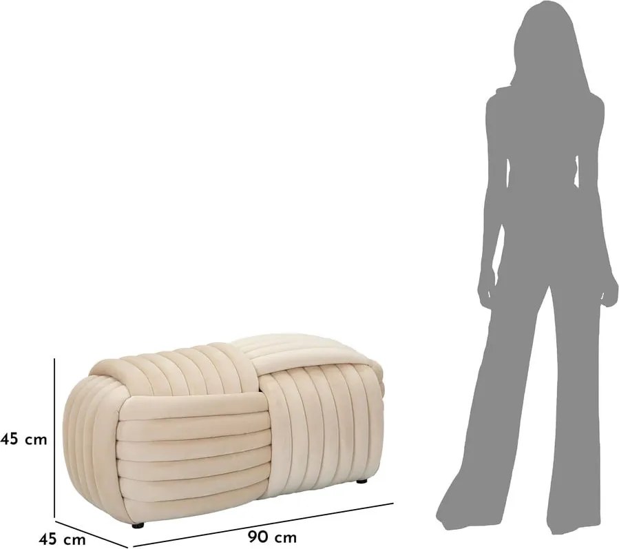Bancă crem cu tapițerie din catifea Softy – Mauro Ferretti