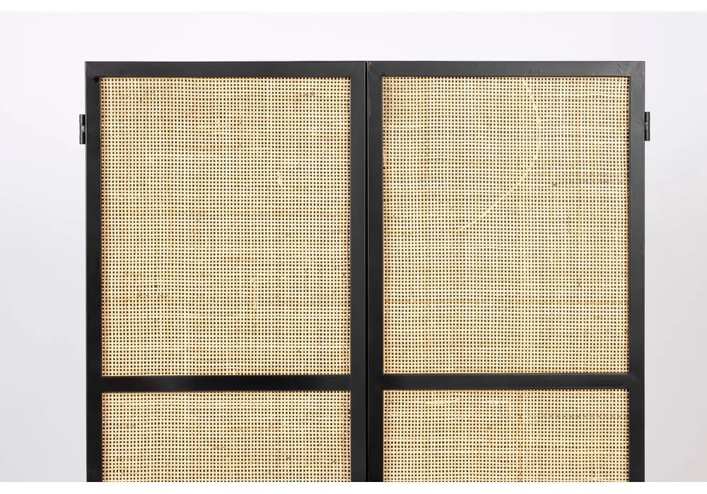 Dulap negru din ratan 70x145 cm Guuji - White Label