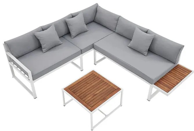 Juskys Set de grădină din metal St. Tropez - alb/cuşete gri