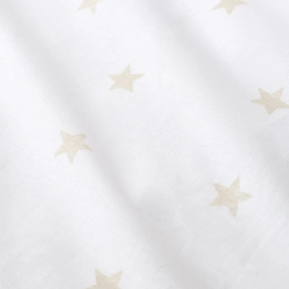 Cearceaf pentru copii alb-bej din bumbac pentru pat de o persoană cu elastic 90x190 cm Mini Star & Stripes – Bianca