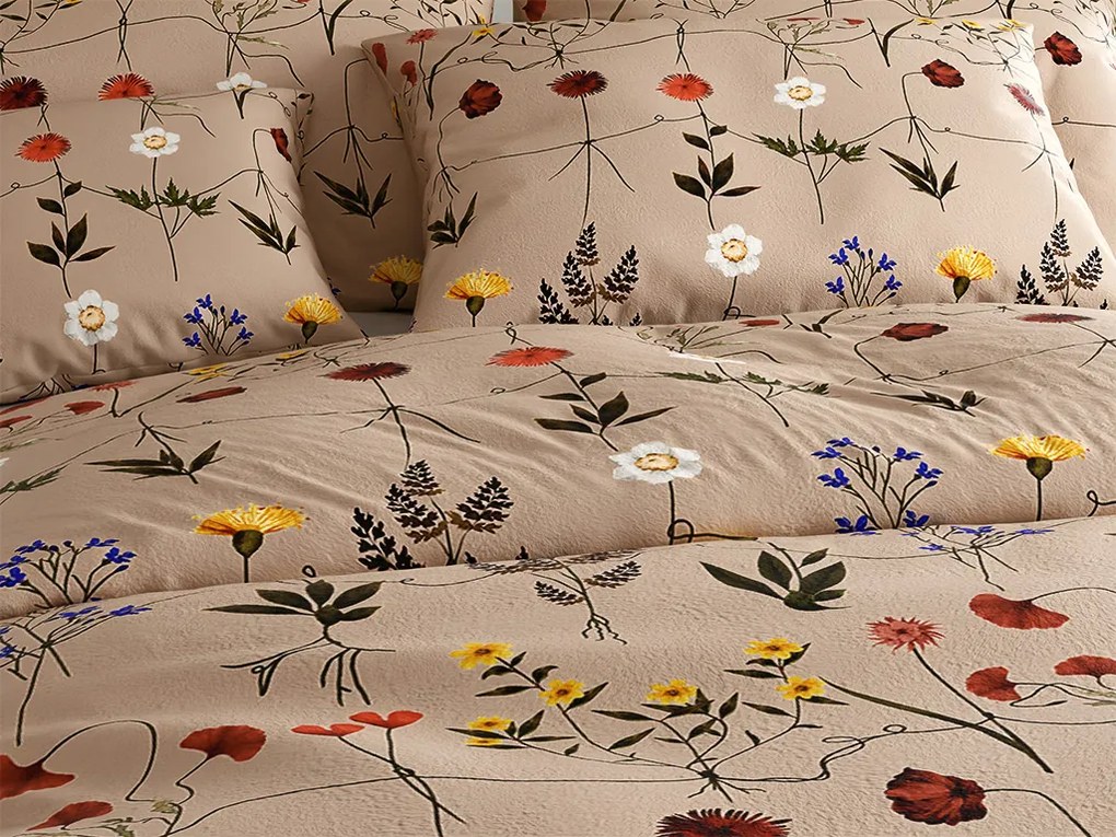 Lenjerie de pat microplus HERBAR bej Dimensiunile lenjeriei: 2 buc 70 x 90 cm | 200 x 220 cm