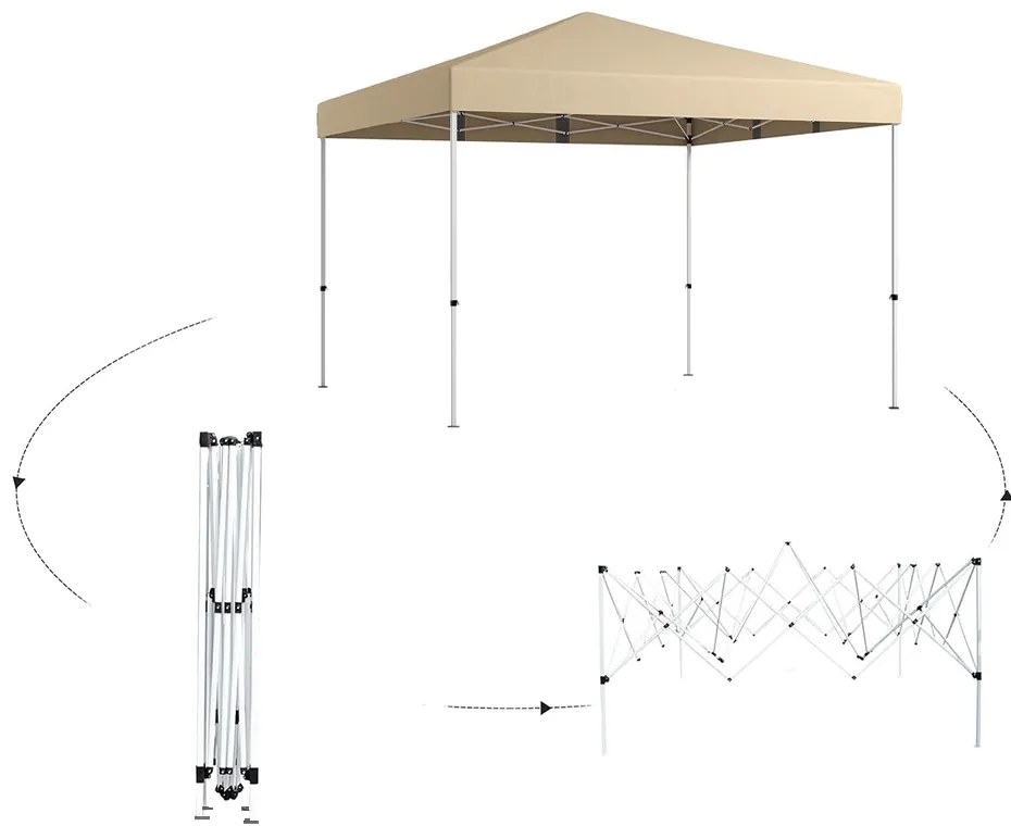 Pavilion cu perete posterior și buzunare, 3×3×2,8 m, bej