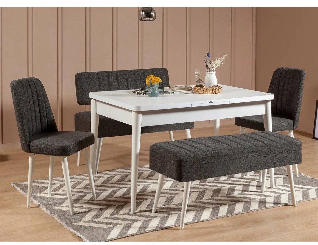 Set mobilier sufragerie Vlasta 2 (alb + antracit) (pentru 6 persoane). 1073083