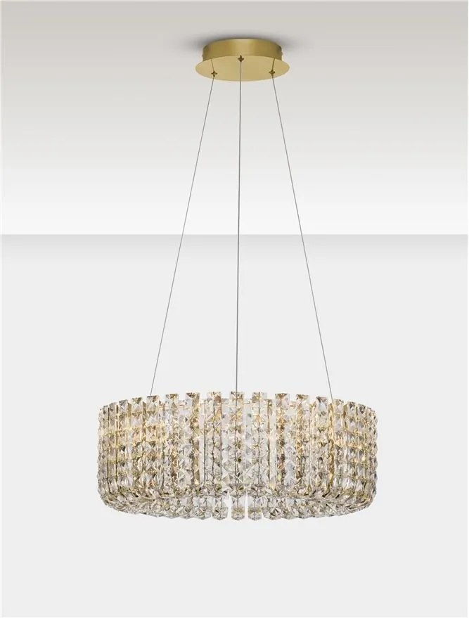 Lustra suspendata LED auriu, cristale sticla CELYSIA 60cm
