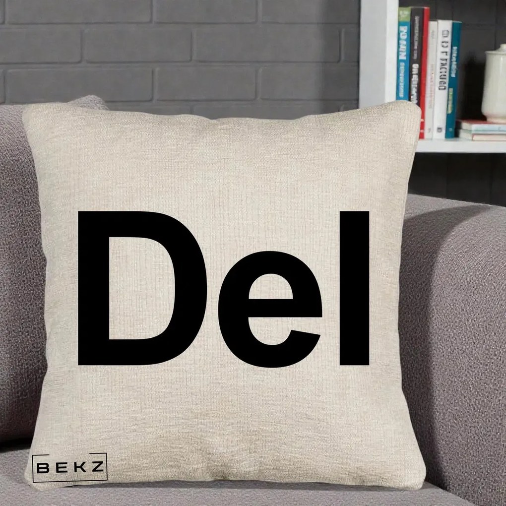 Perna Personalizata Tasta Del Tipografie Bold, 40x40 cm, Bej Canapea, Husa Detasabila, Perna Inclusa, BEKZ®