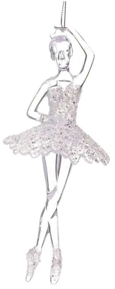 Decorațiune de agățat pentru bradul de Crăciun Dakls Ballerina, înălțime 17 cm, argintiu