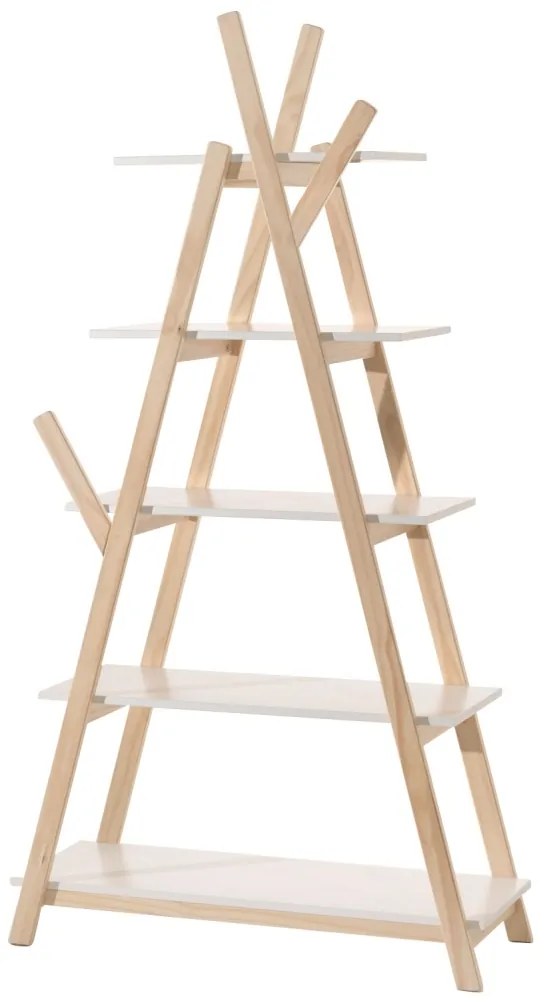 Bibliotecă pentru copii Tipi albă din MDF și pin masiv – colecția Kiddy – Vipack