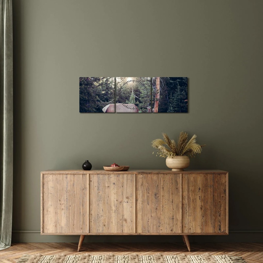 Tablou - Elan în poiană (cu ceas) (90x30 cm)