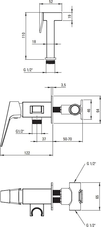 BLUR – baterie pentru bideu incastrata BQL_034M Finisaj: Crom
