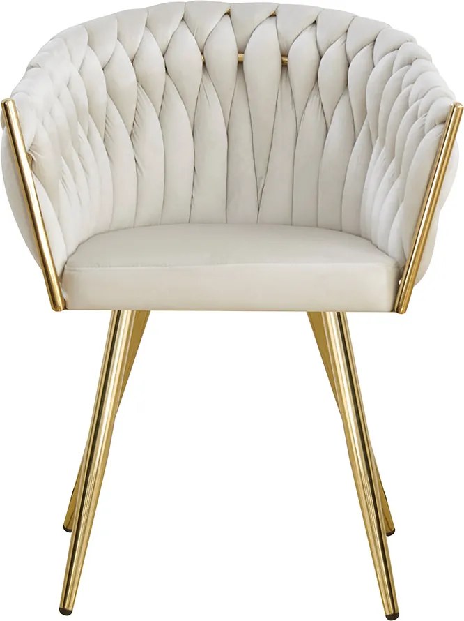 Scaun dining din catifea cu cadru metalic auriu BUC 261 crem