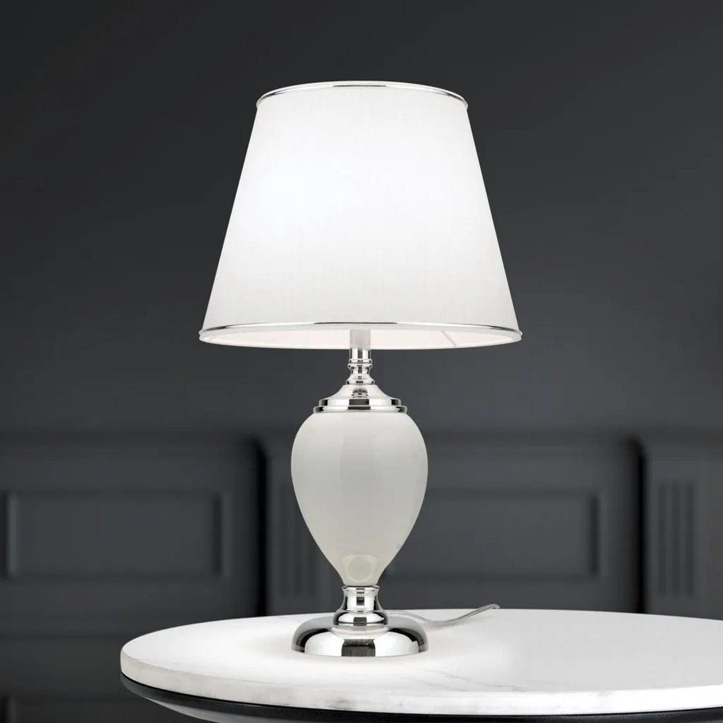 Veioza/Lampa de masa design elegant OVUM alb/crom