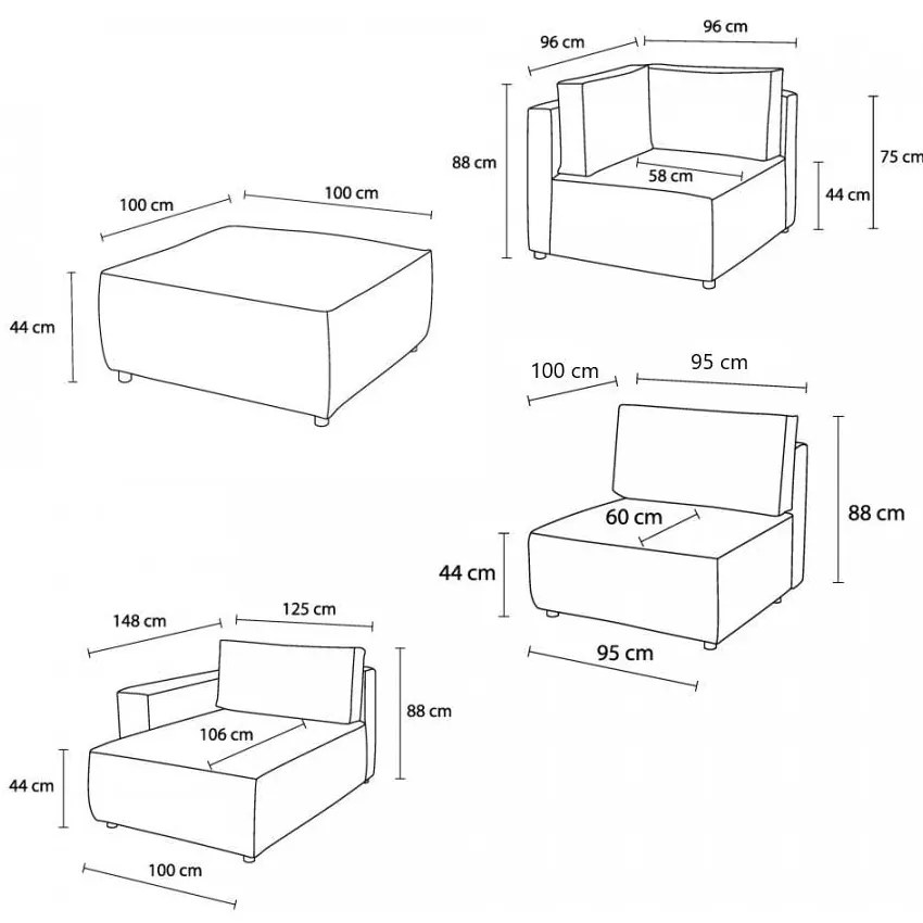 Colțar crem cu tapițerie din catifea reiată (cu colț pe partea dreaptă/în formă de "U") Nihad modular – Bobochic Paris