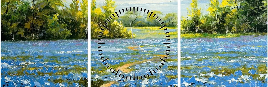 Tablou - Drum de câmp, pictură în ulei (cu ceas) (90x30 cm)